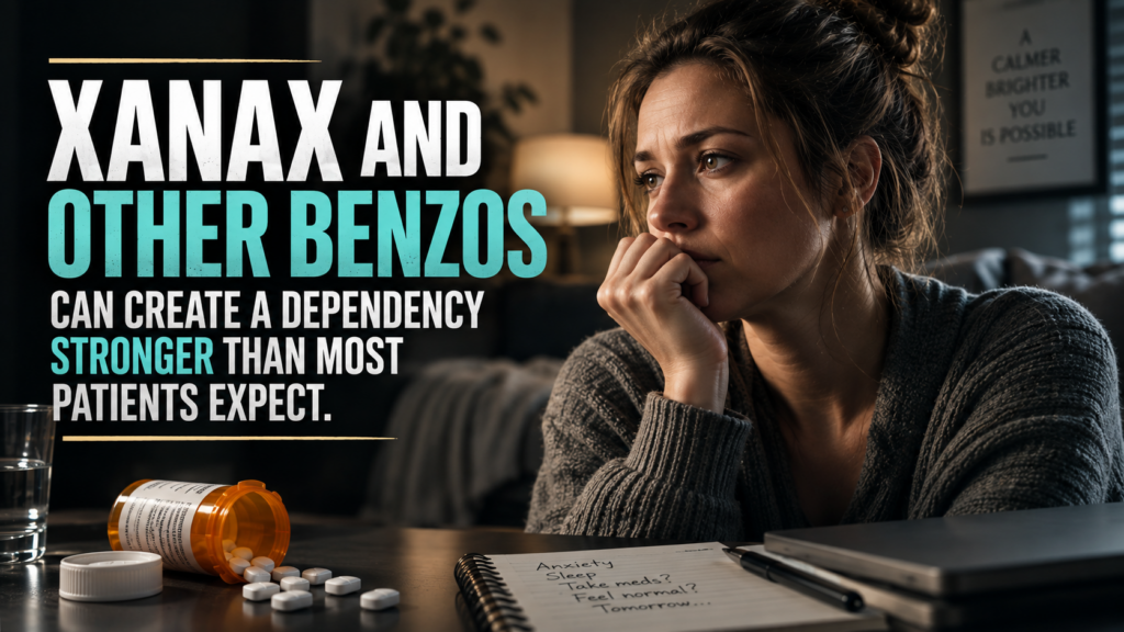 Xanax and Other Benzos Prescribed for Anxiety Create a Physical Dependency That Most Patients Are Not Warned About at the Level It Deserves 1 xanax